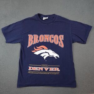 Vintage Denver Broncos Shirt Mens Large Blue NFL Football Lee Sport 90s